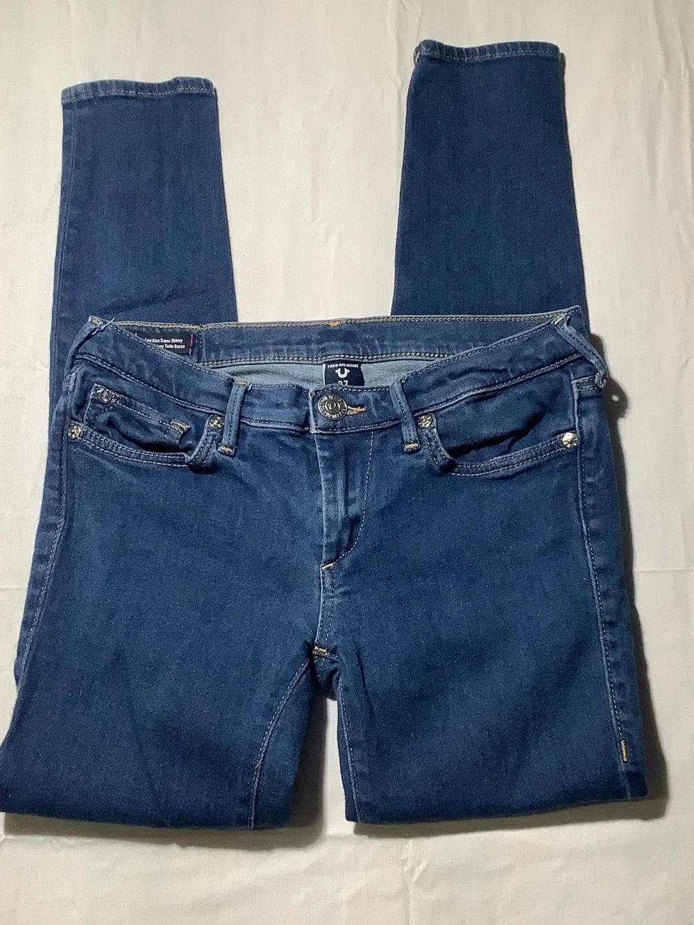 True Religion Casey Dark Blue Low Rise Super Skinny Jeans